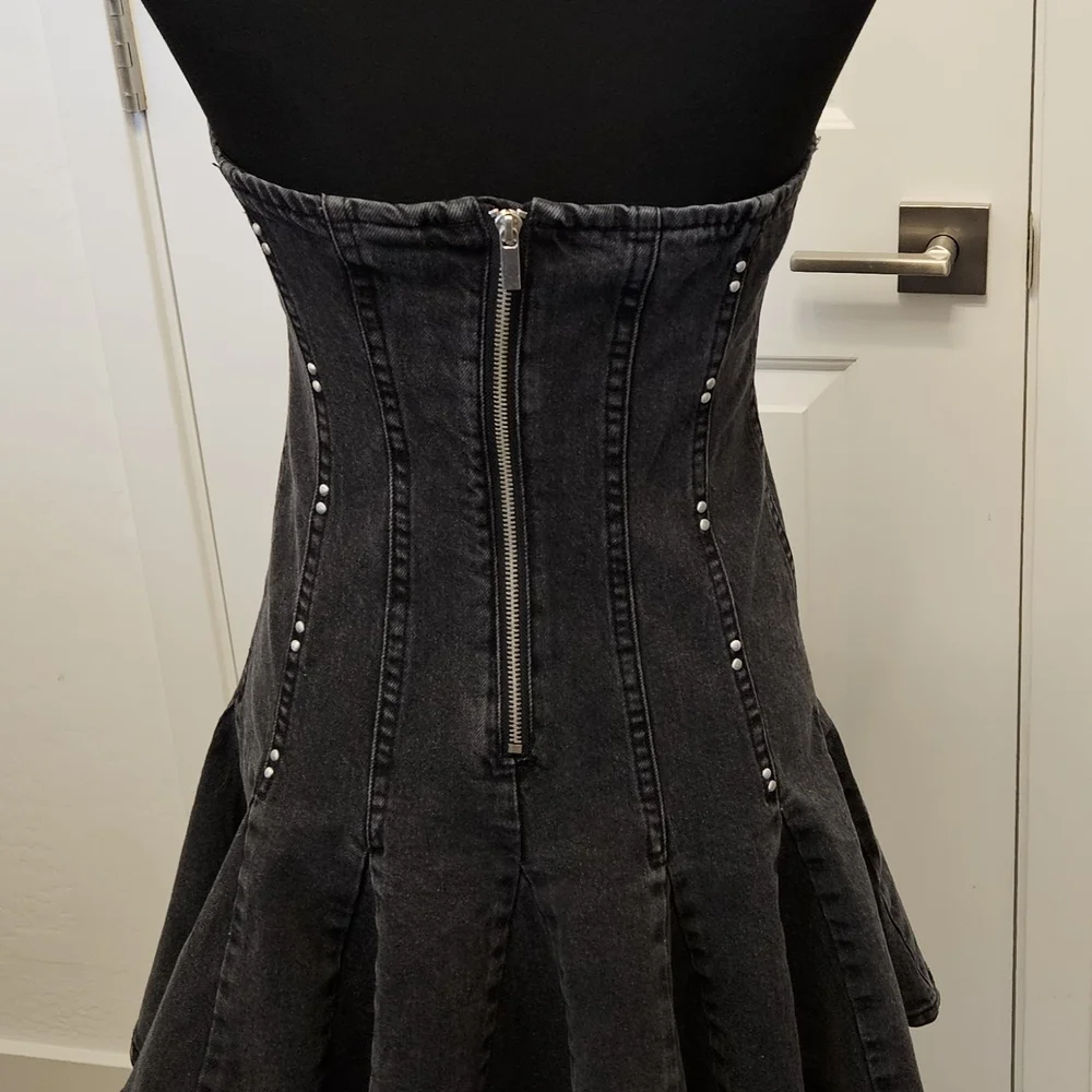 Wild Fable Black Denim Backless Dress, size S